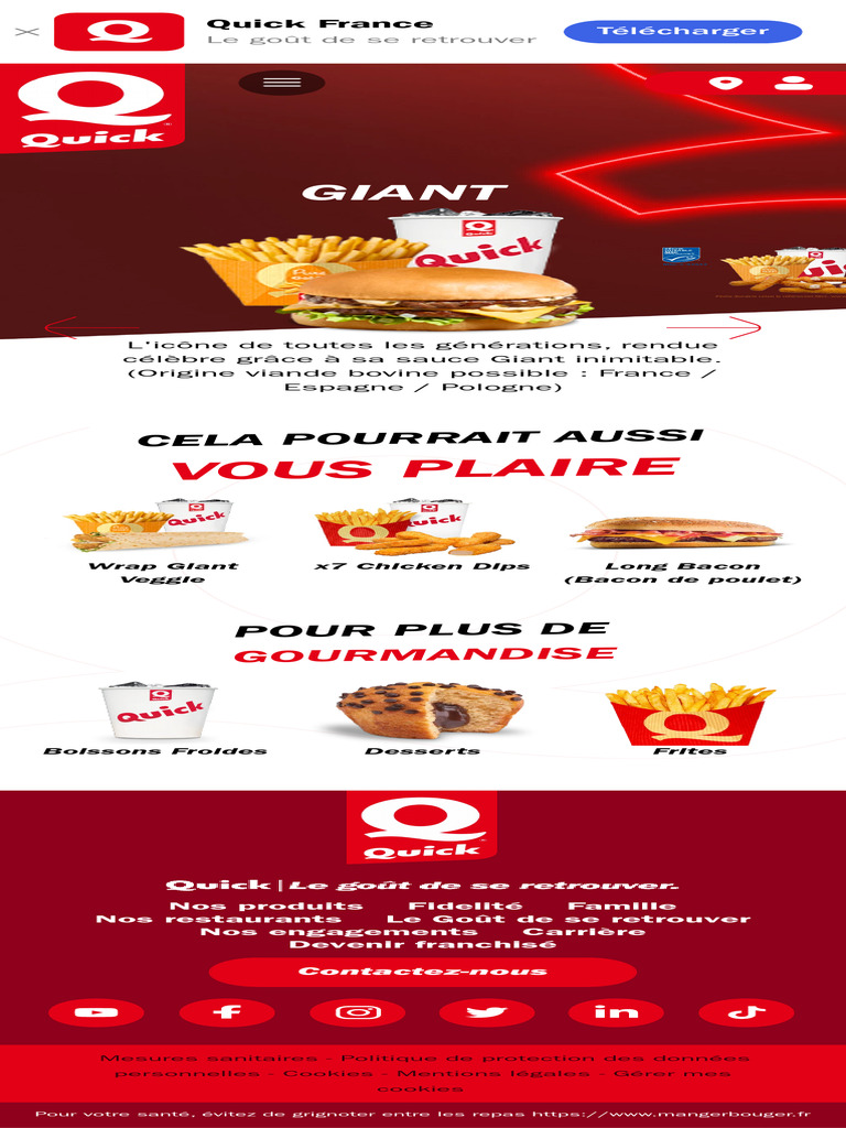 Menu Giant Quick : Prix et Options | PDF