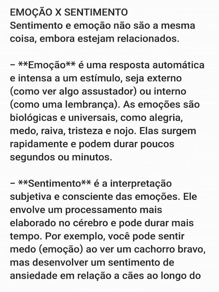 Emoção X Sentimento | PDF