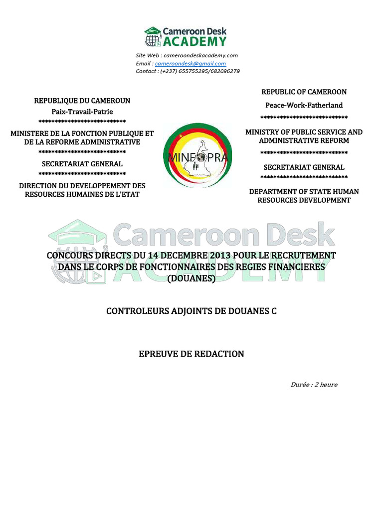 Epreuve Redaction Douane 2013 | PDF