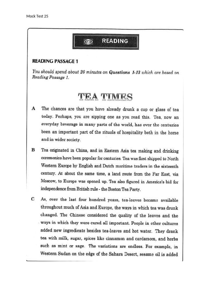 Reading - Mock Test 25 | PDF