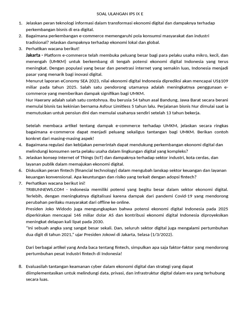 Peluang dan Tantangan Ekonomi Digital | PDF