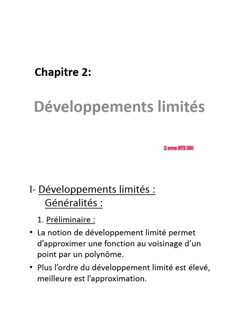 Développements Limités en Mathématiques | PDF | Tangente (géométrie ...