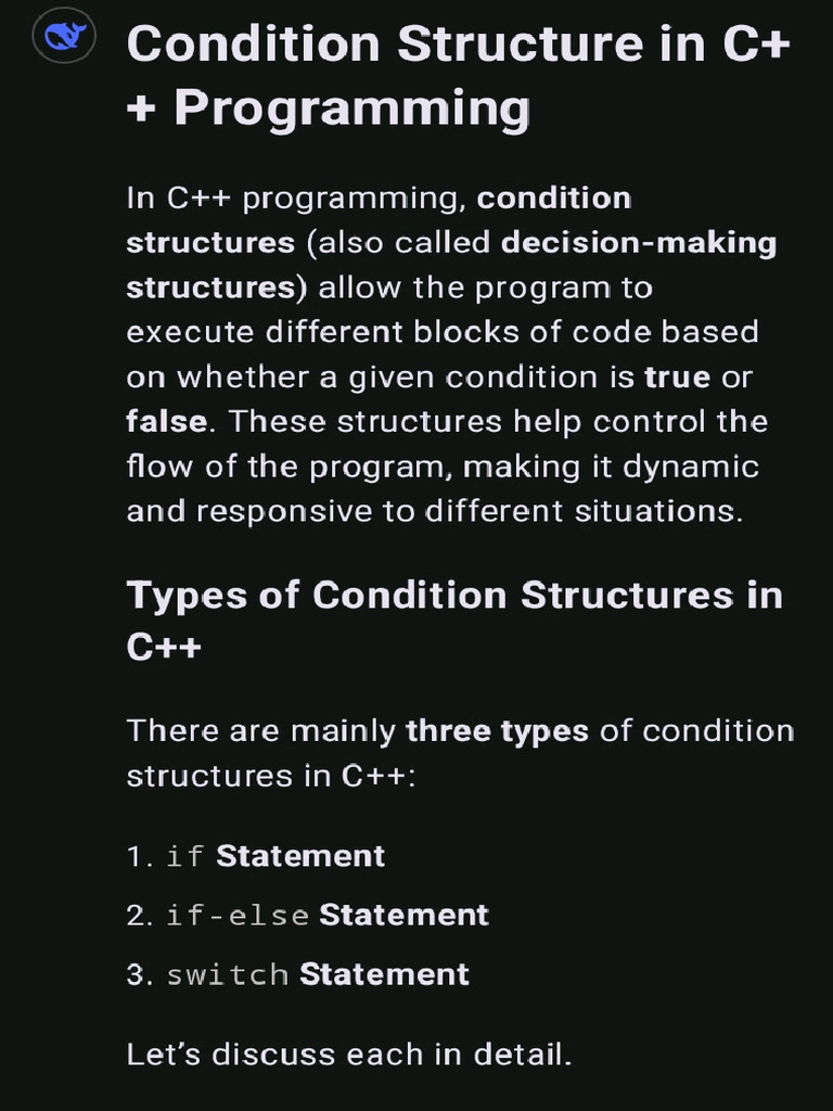 Condition Structure in c++ | PDF