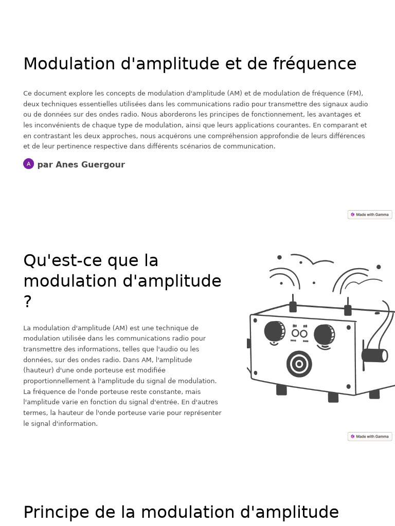 Modulation AM et FM : Comparaison et Applications | PDF | Modulation de ...