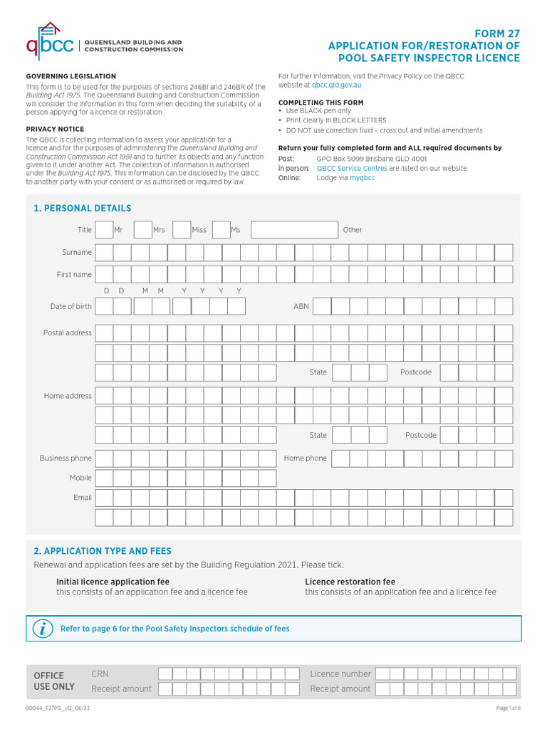 Form 27 Licence App Restore Psi | PDF | Insurance | Indemnity