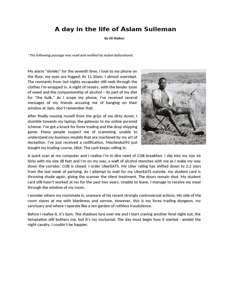 A Day in Life of Aslam | PDF