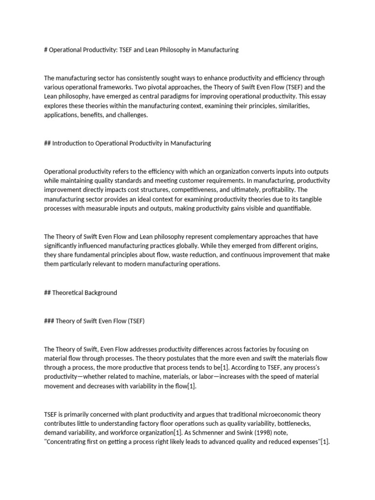 TSEF and Lean: Boosting Manufacturing Productivity | PDF | Lean ...