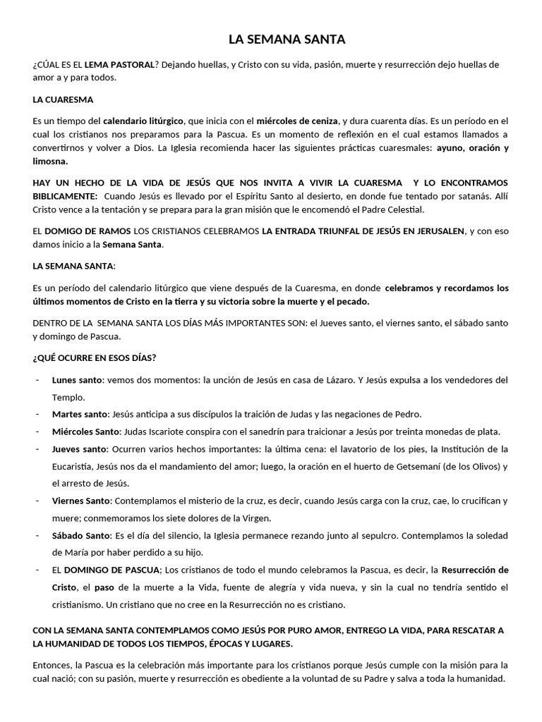 Semana Santa 2025: Celebraciones y Significado | PDF | Pascua de ...