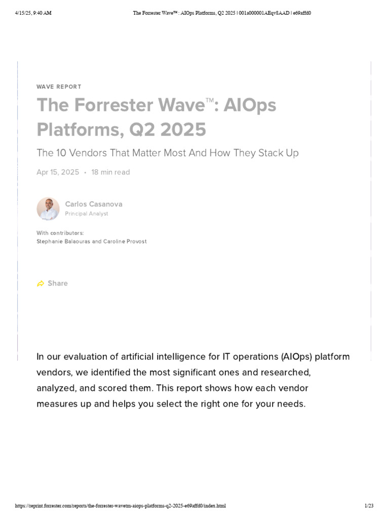 Forrester Wave: AIOps Platforms 2025 | PDF | Artificial Intelligence ...