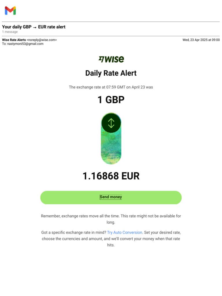 Daily GBP to EUR Exchange Rate Alert | PDF