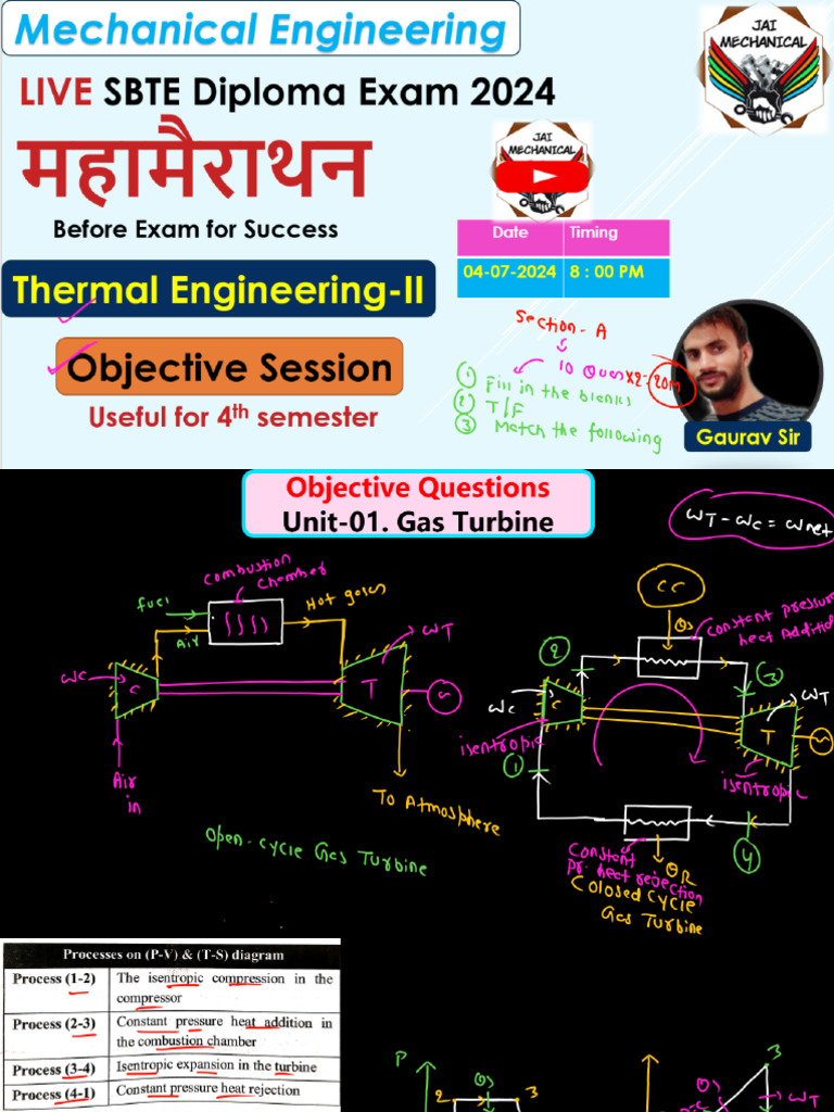 Thermal Engg-II. Objective Session Live Class | PDF