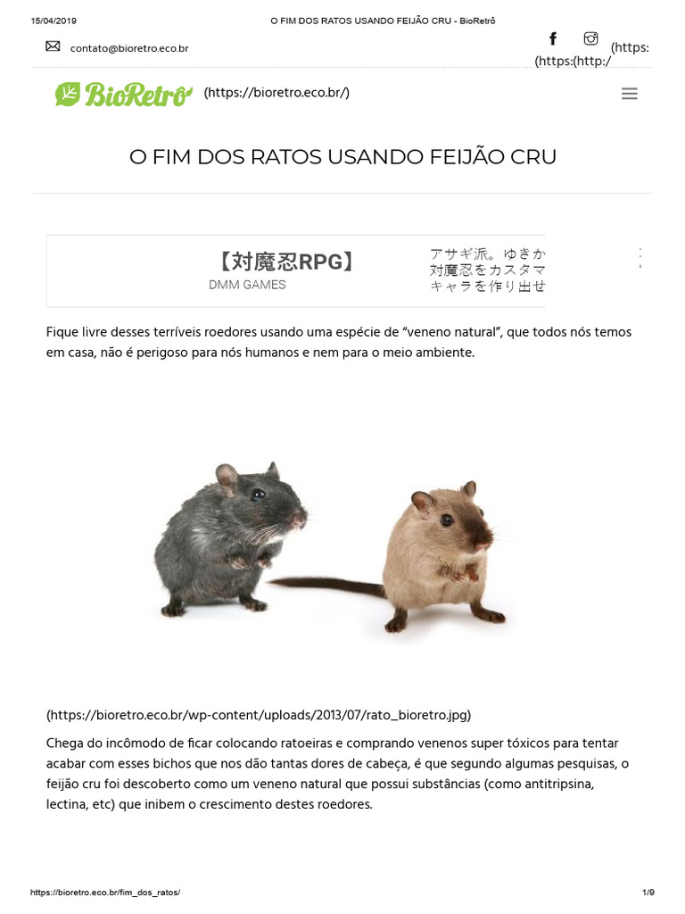 Veneno Natural: Feijão Cru para Ratos | PDF | Veneno | Feijão