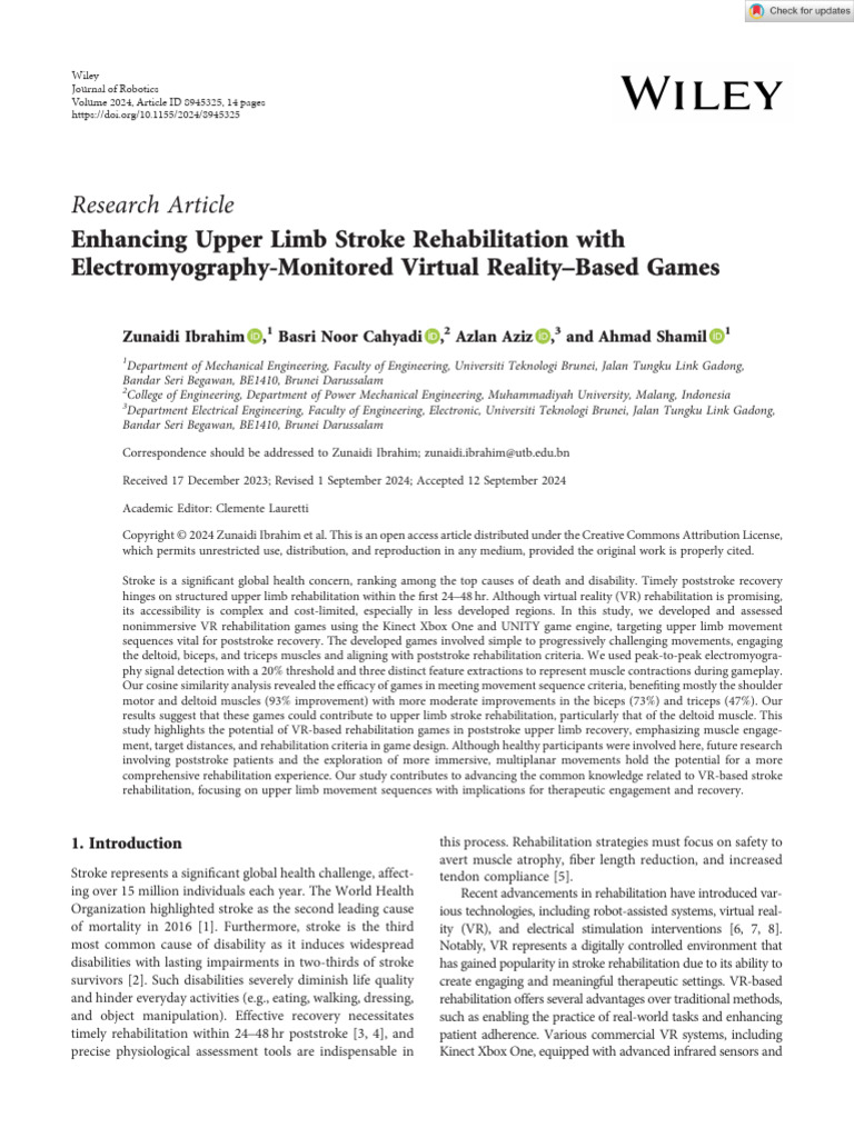 VR Games for Upper Limb Stroke Rehab | PDF | Electromyography | Virtual ...