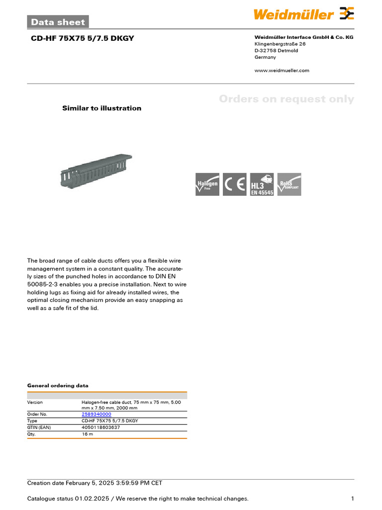 CD-HF 75X75 5 7.5 DKGY en | PDF | Wire | Manufactured Goods