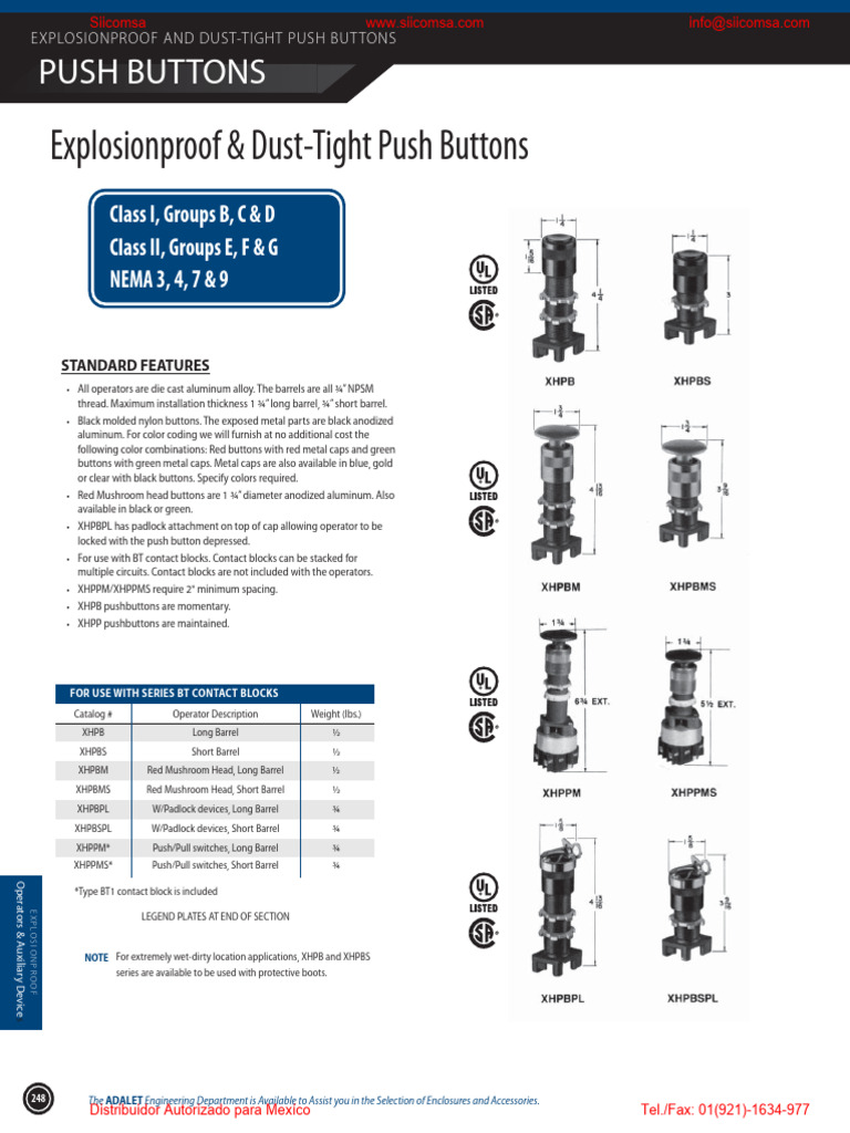 Explosionproof Push Button Overview | PDF | Switch | Manufactured Goods