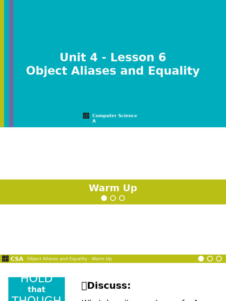 CSA+ (04) +Conditions+and+Logic+ +lesson+6+ +Object+Aliases+and ...