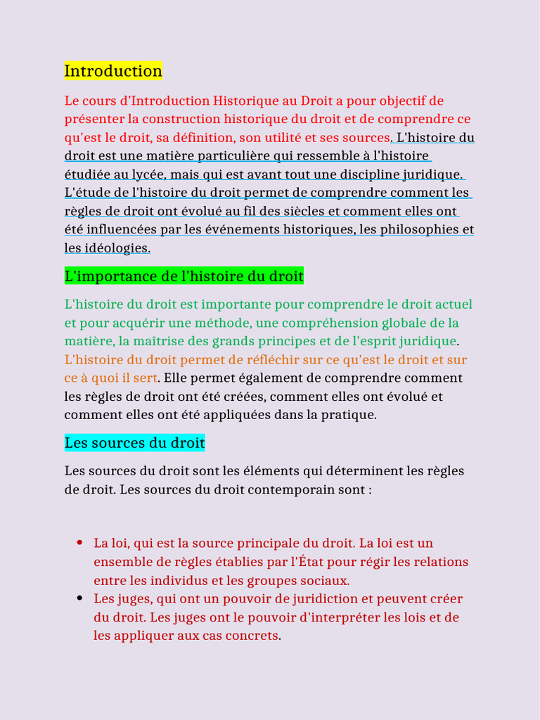 Histoire et sources du droit romain | PDF | Droit romain | Loi