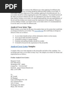 Analyst Cover Letter