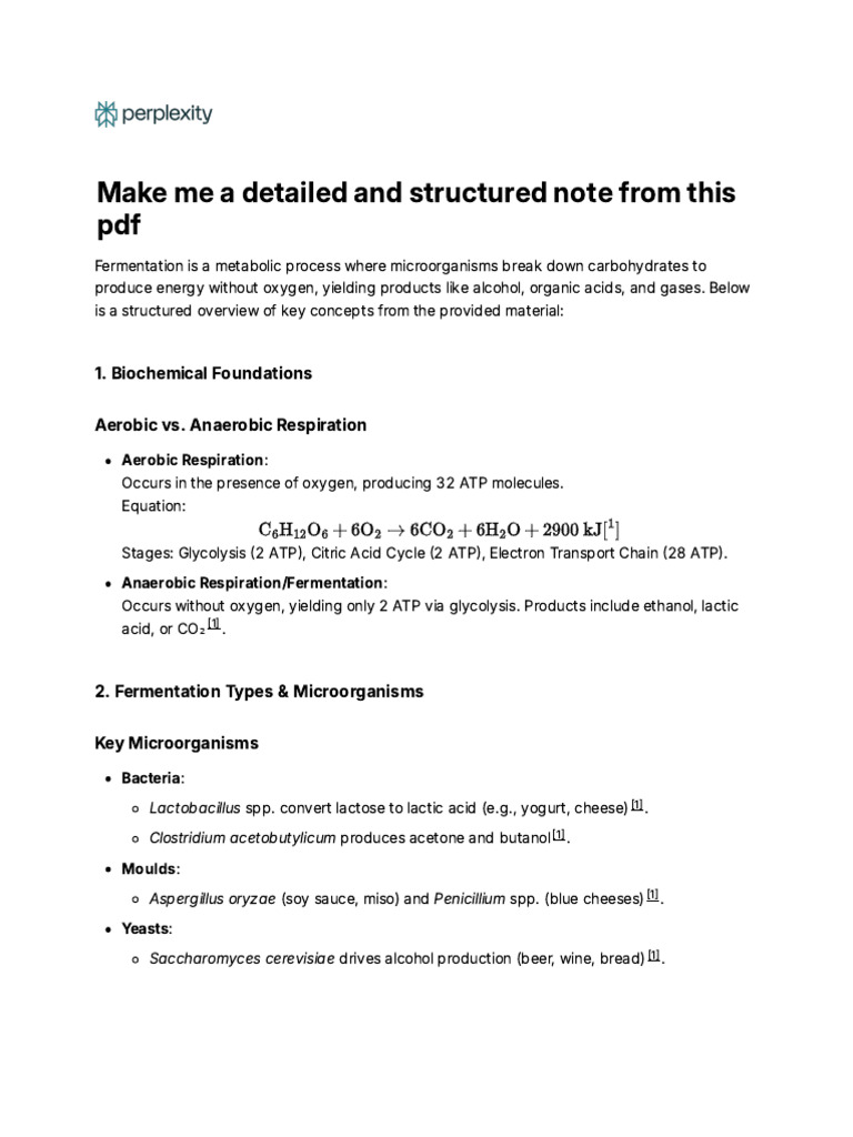 Make Me A Detailed and Structured Note From This P | PDF | Fermentation ...