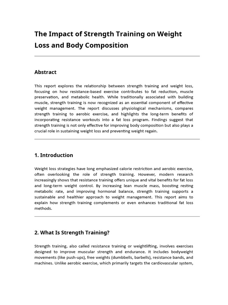 The Impact of Strength Training On Weight Loss and Body Composition ...