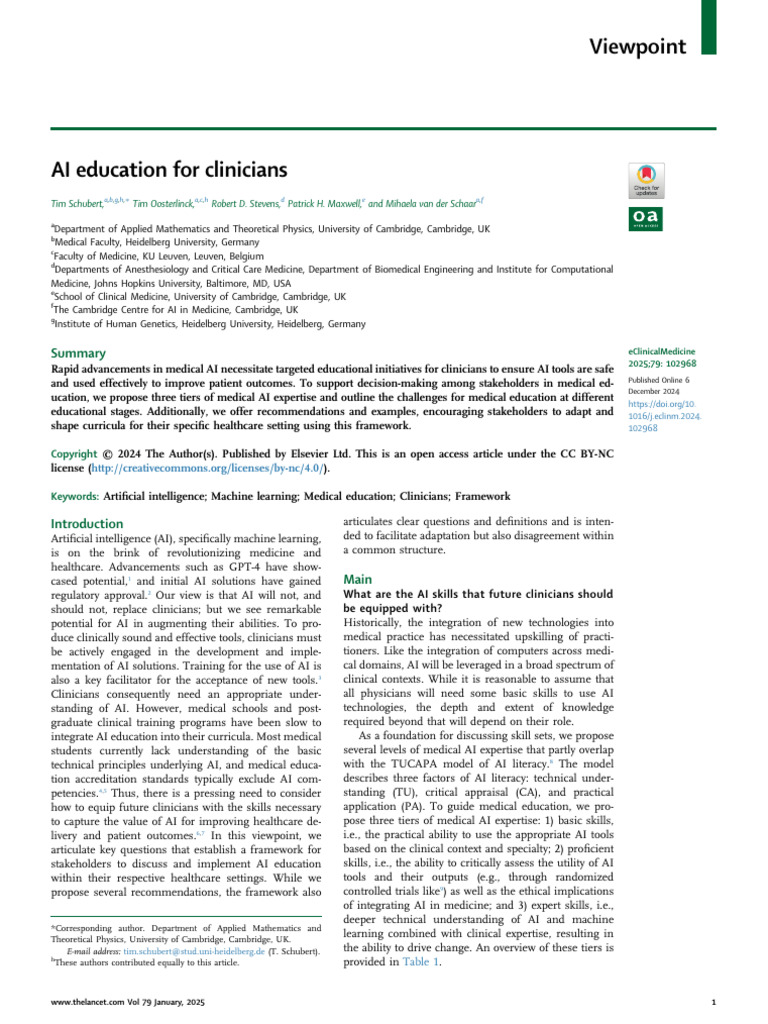 AI Education Framework for Clinicians | PDF | Artificial Intelligence ...