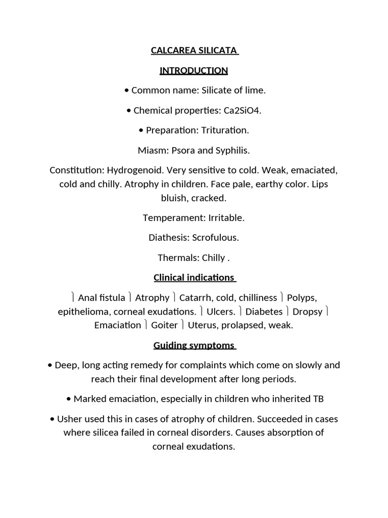 Calc Sil | PDF | Medical Specialties | Diseases And Disorders