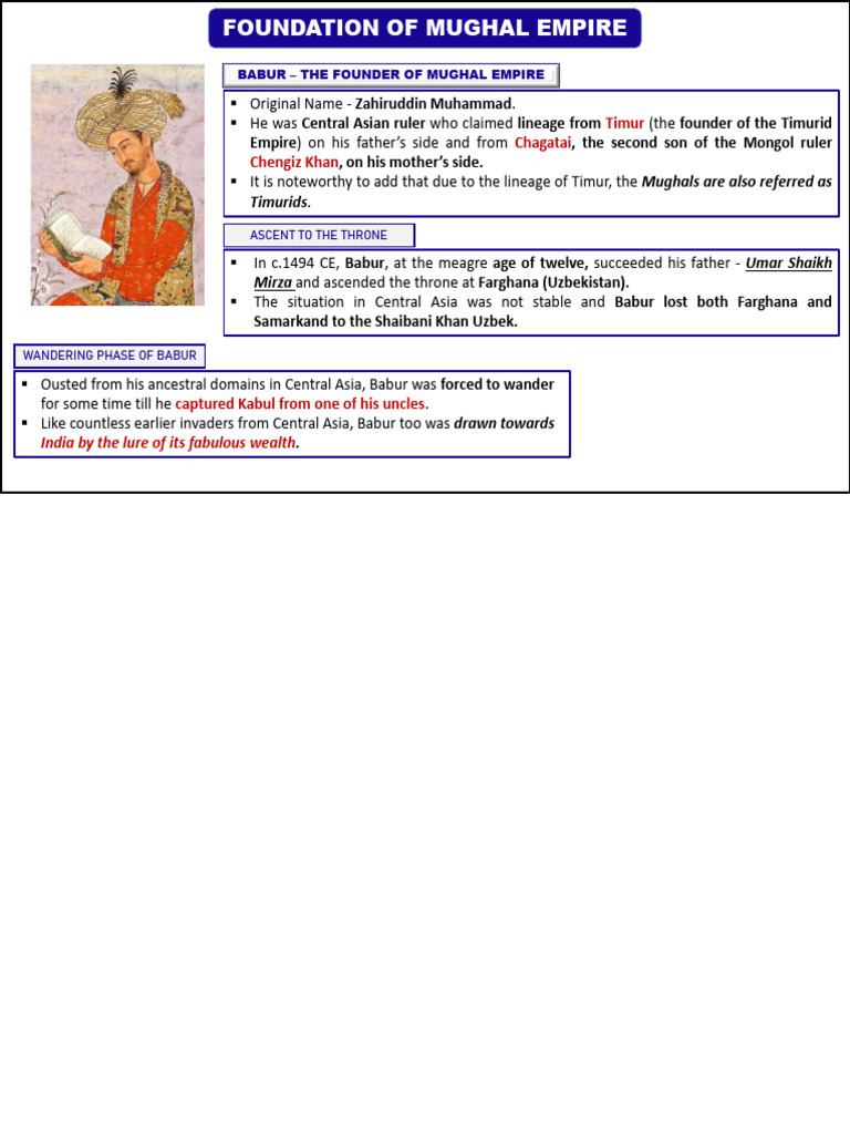 Babur: Founder of the Mughal Empire | PDF | Mughal Empire