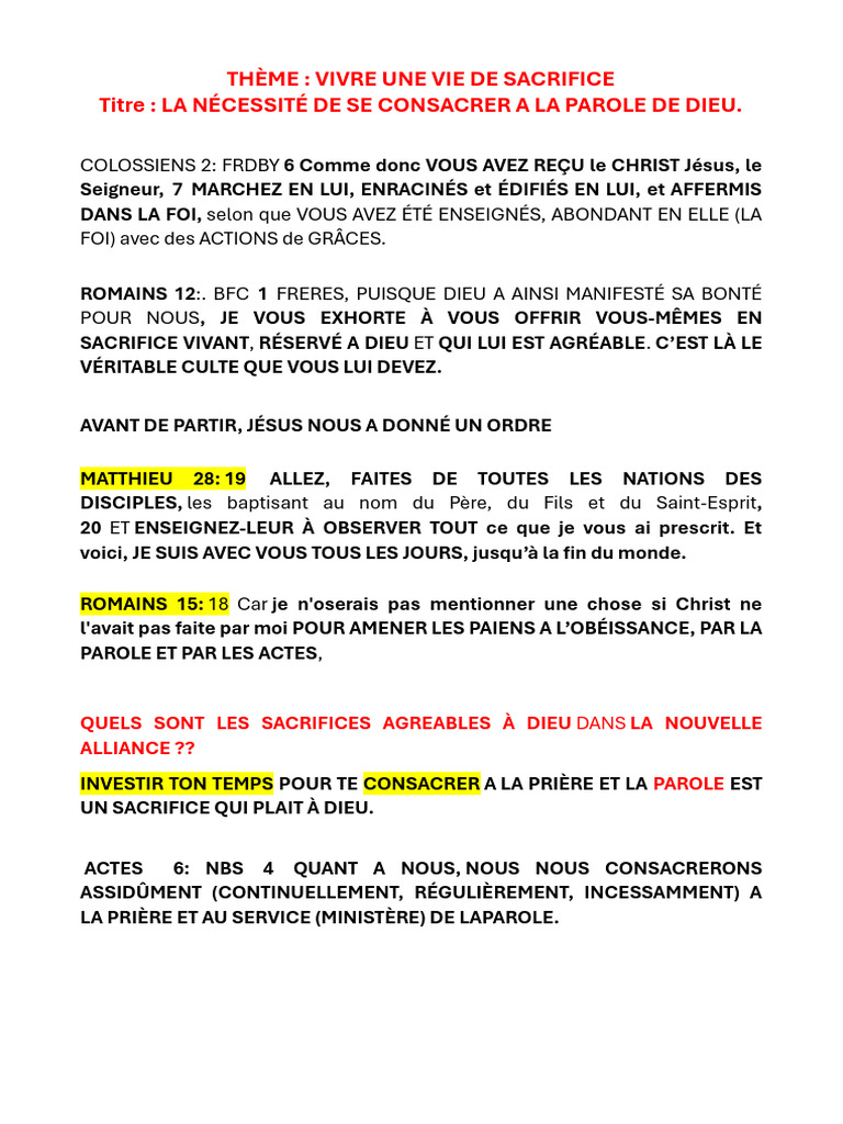 Se consacrer à la parole de Dieu | PDF | Dieu | Jésus