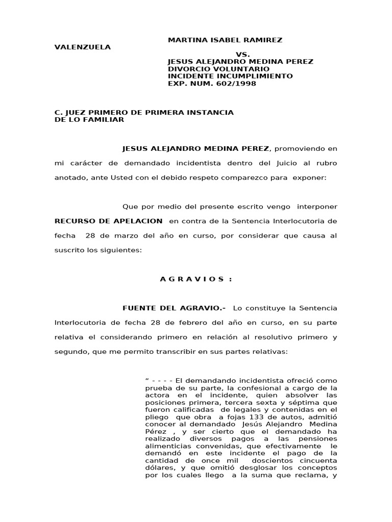 Agravios Familiar | PDF | Testimonio | Testigo