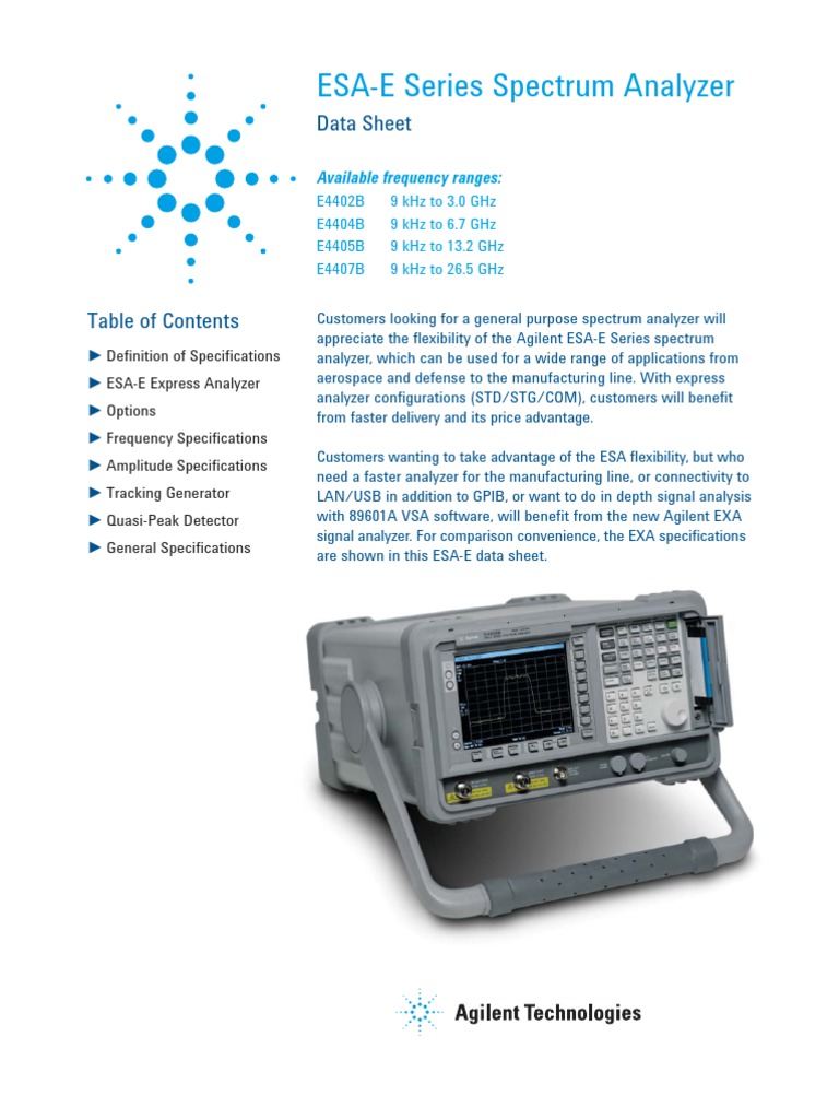 Agilent SpectrumAnalyzers TESE4407B Datasheet