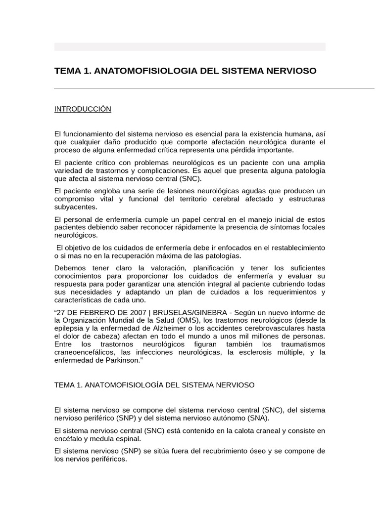 Anatomofisiología del Sistema Nervioso | PDF | Sinapsis | Neurona