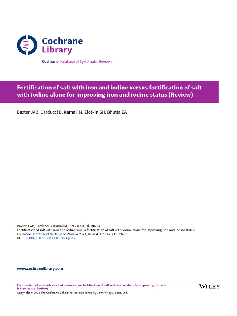 Fortification of Salt With Iron and Iodine Versus Fortification of Salt ...