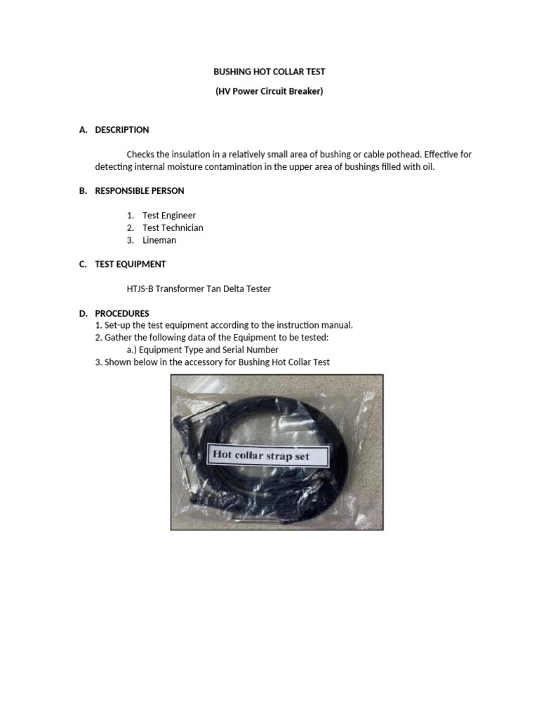 Bushing Hot Collar Test Procedure | PDF