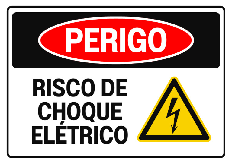 Placa de Perigo Risco de Choque Documento A4 Vermelho Amarelo e Preto | PDF
