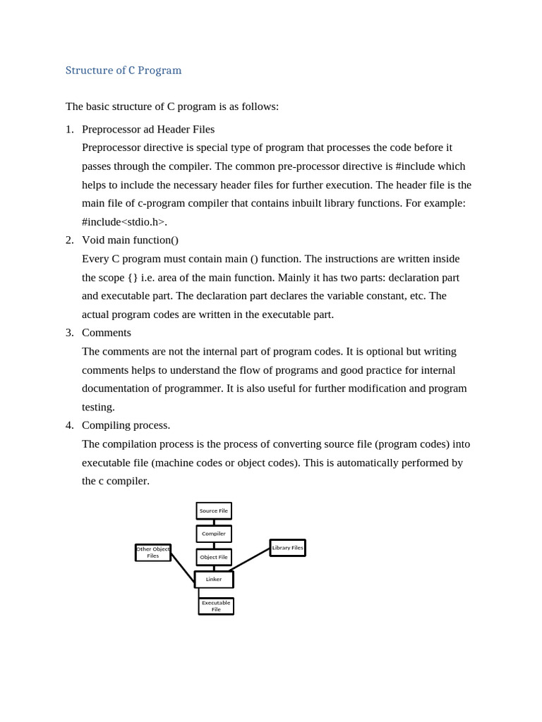 Structure of C Program: Source File | PDF