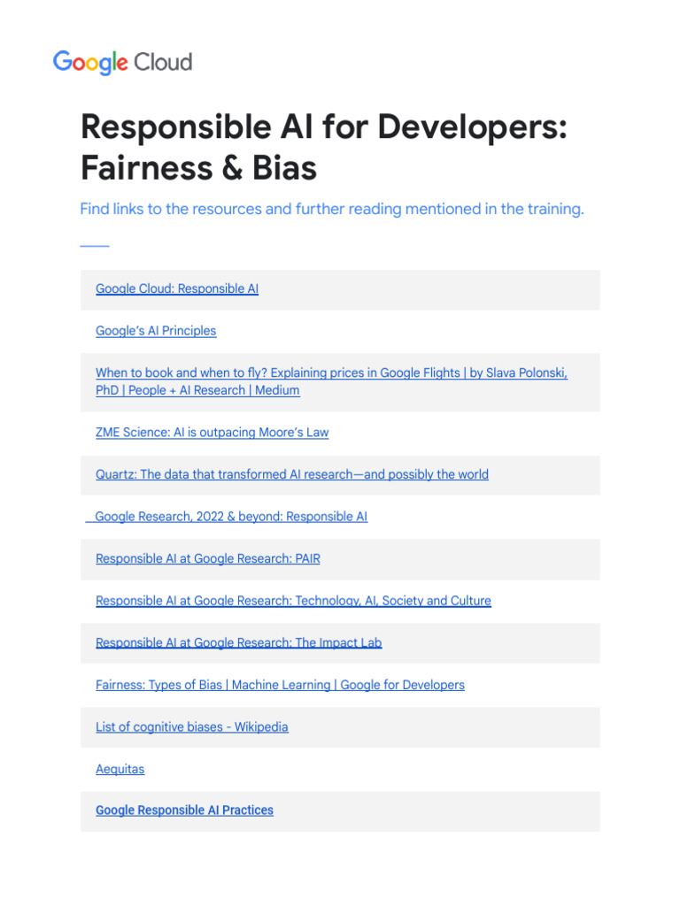 Responsible AI For Developers | PDF