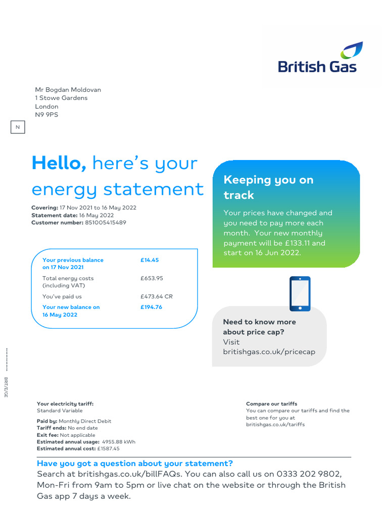 Energy Statement Summary 2021-2022 | PDF | Debit Card | Annual ...