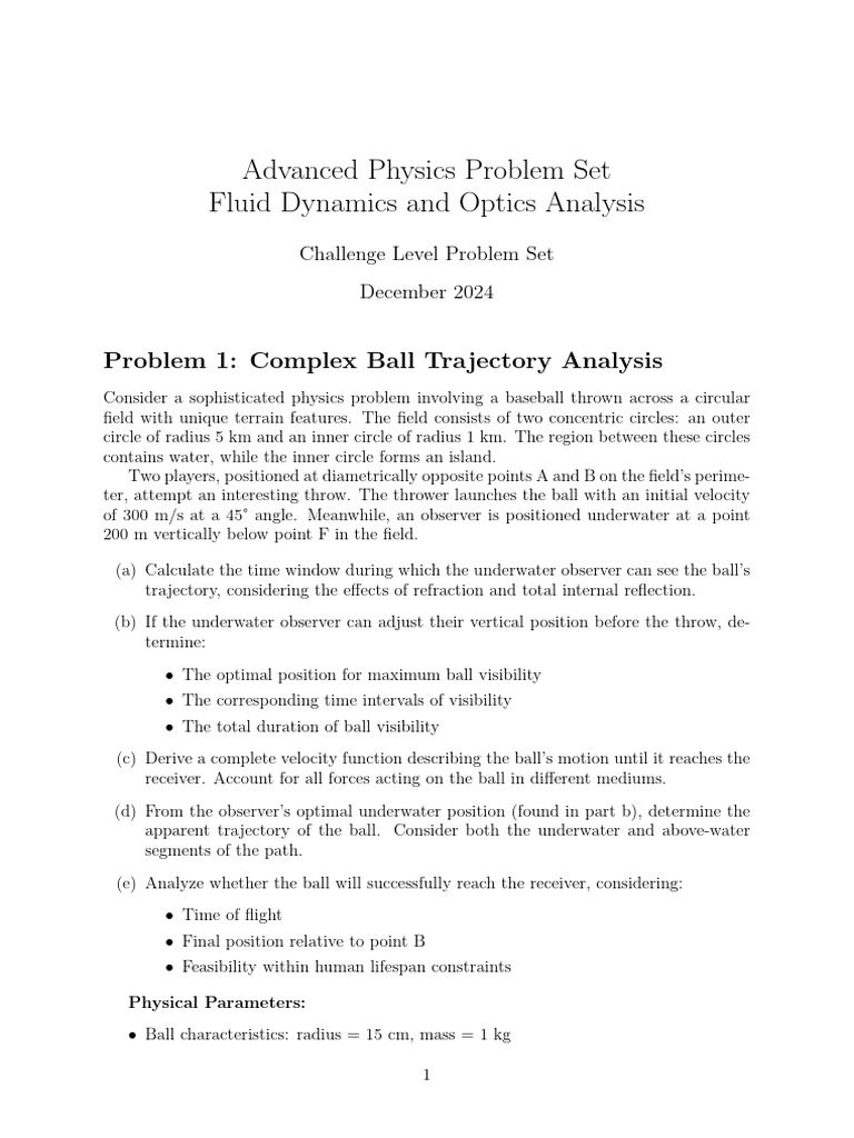 Advanced Physics: Fluid Dynamics & Optics | PDF | Force | Physics