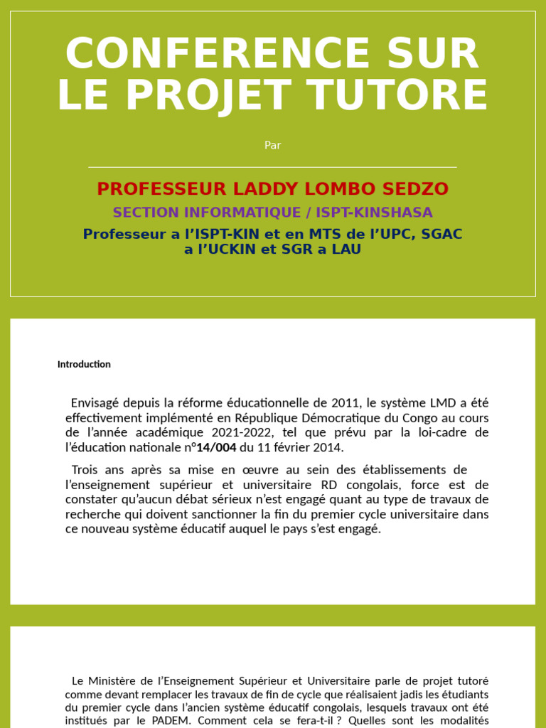 Projet Tutoré : Guide et Objectifs LMD | PDF | Pédagogie | Cognition