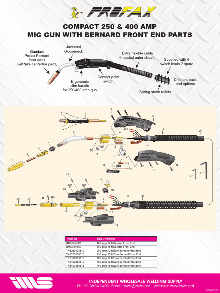 Profax 250 & 400 Amp MIG Gun Parts | PDF | Electrical Connector ...