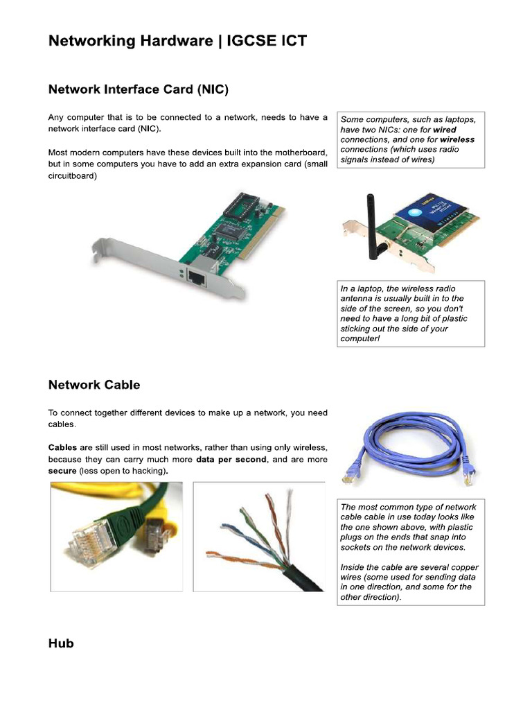 Networking Hardware IGCSE ICT | PDF
