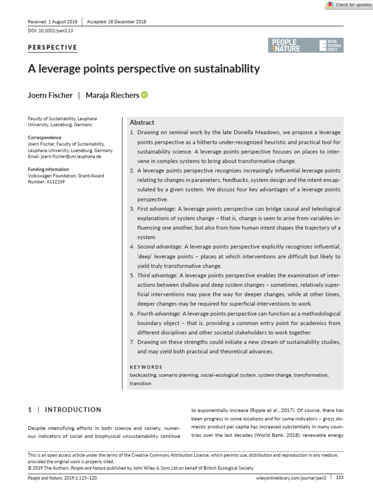 Leverage Points for Sustainability Change | PDF | Sustainability ...