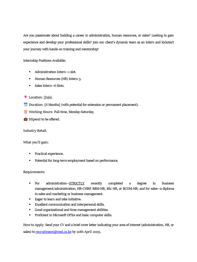 Internship Opportunities Pdf