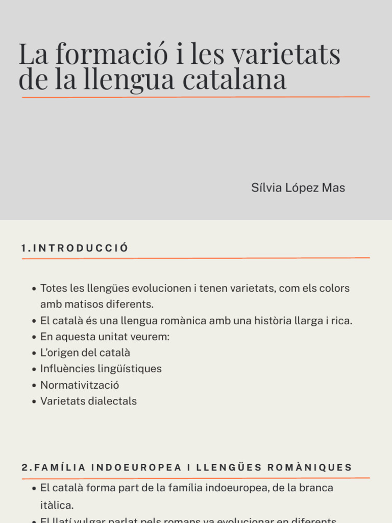 La Formació I Les Varietats de La Llengua Catalana | PDF