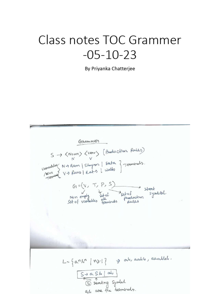 Class Notes TOC Grammer-05-10-23 | PDF