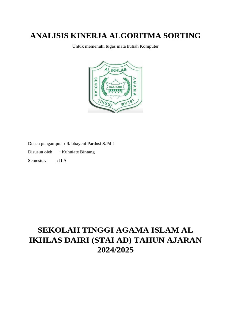 Analisis Kinerja Algoritma Sorting | PDF