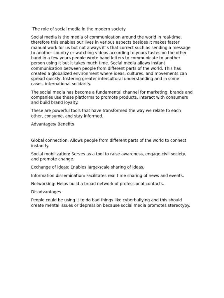 Impact of Social Media on Society | PDF