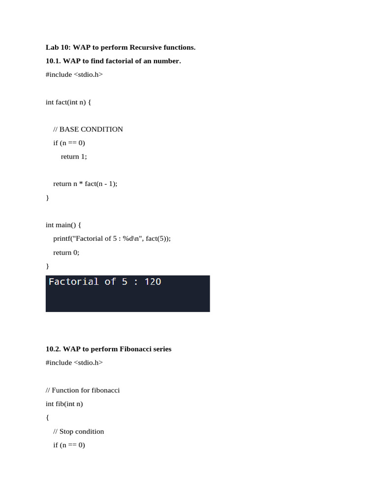 Recursive Functions in C Programming | PDF