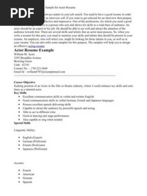 Actor Resume
