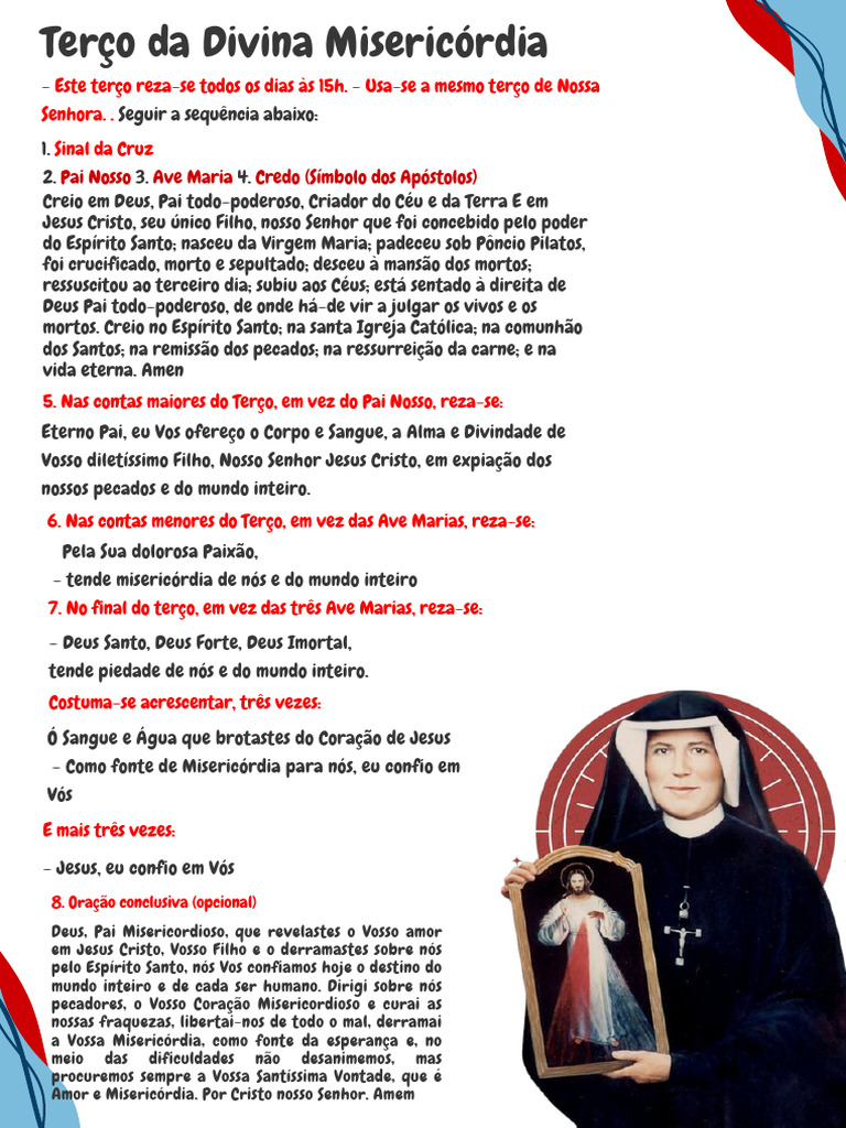Como Rezar o Terço da Divina Misericórdia | PDF | Crença e doutrina ...